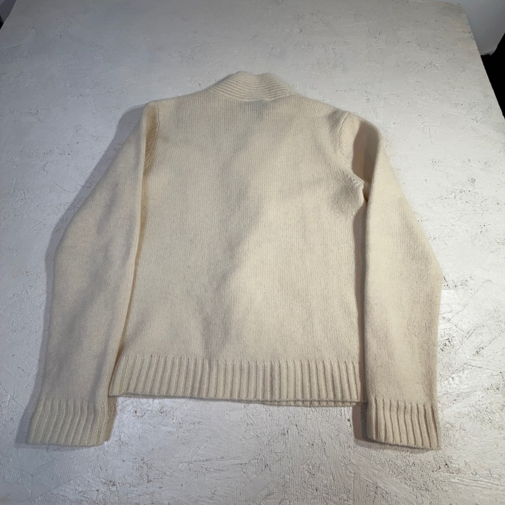 Lauren Ralph Lauren Lambswool Cable Knit Sweater Large Cream Shawl Neck Pullover - Picture 10 of 11